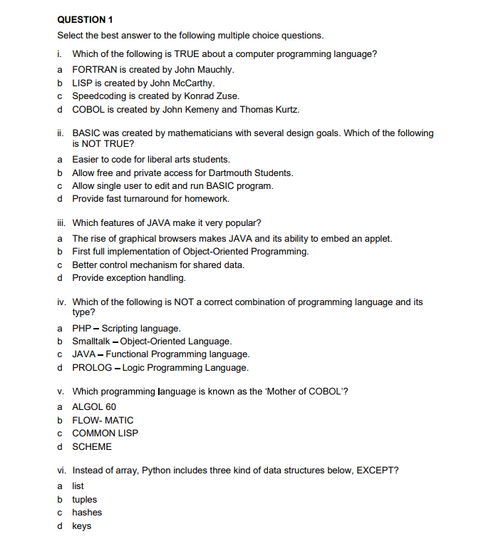 Solved ii. BASIC was created by mathematicians with several | Chegg.com