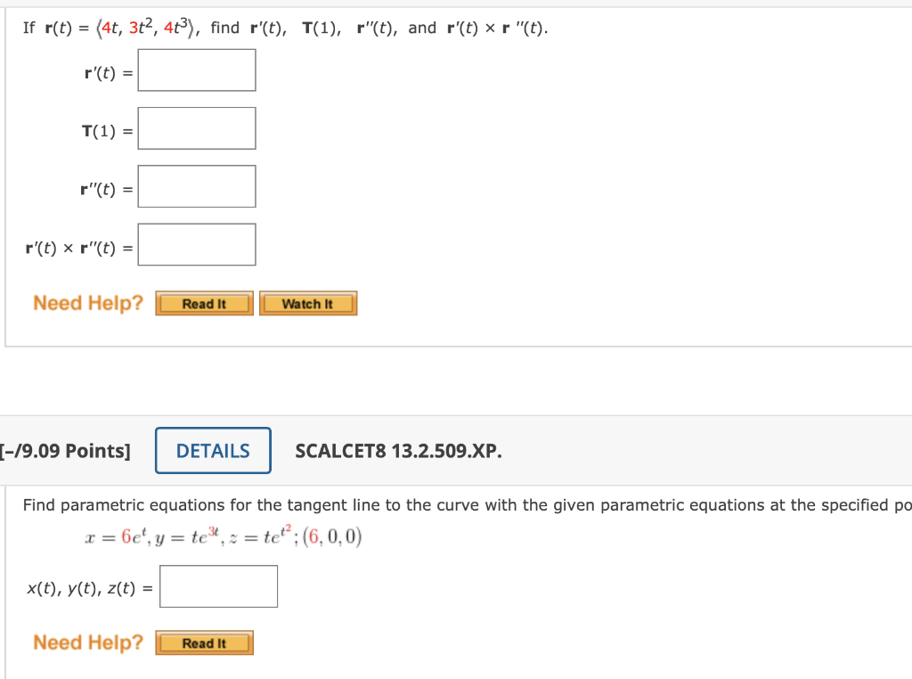 Solved If R T 4t 3t2 4t3 Find R′ T T 1 R′′ T And