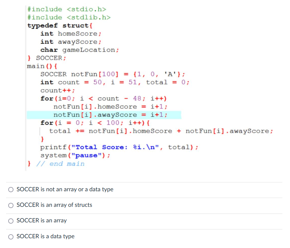 Solved Soccer Is Not An Array Or A Data Type Soccer Is An 