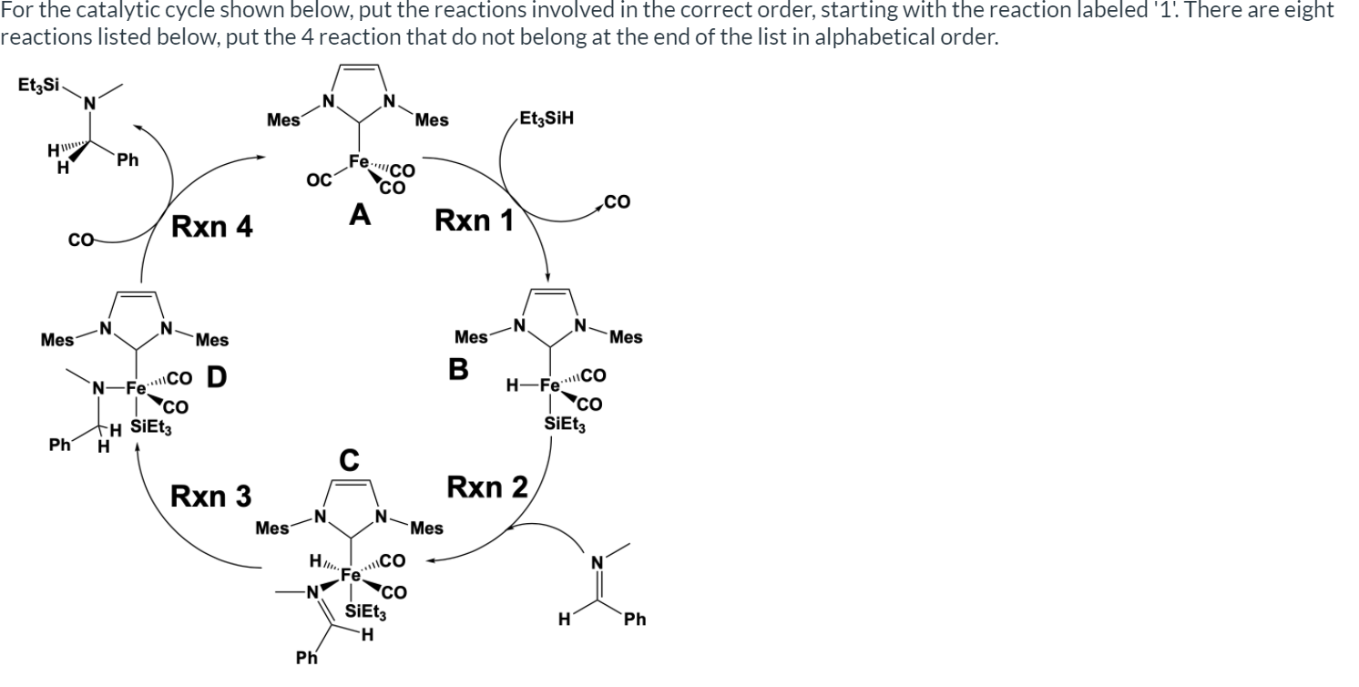 Solved For the catalytic cycle shown below, put the | Chegg.com