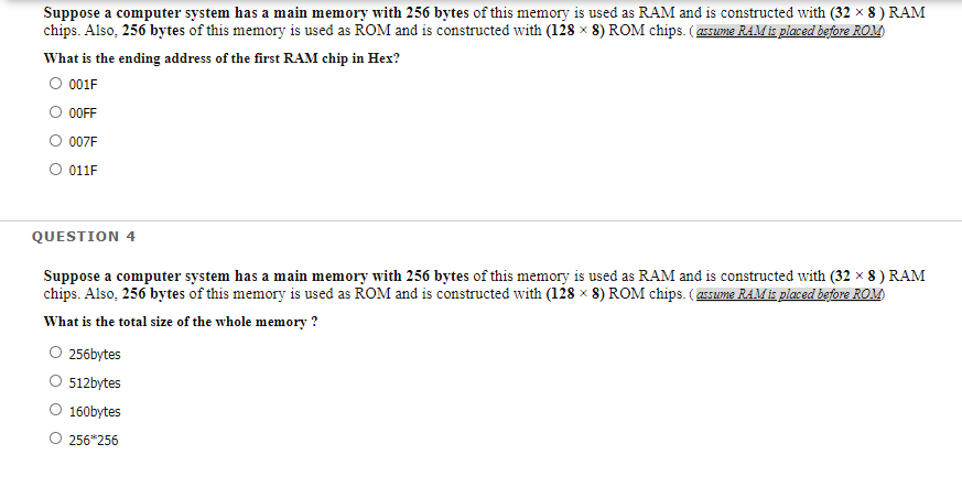 Solved QUESTION 1 Suppose you have a system with memory size | Chegg.com