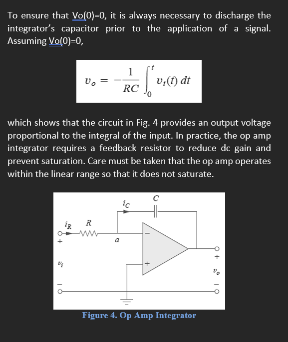 Solved B. Op Amp Integrator Important op amp circuits that