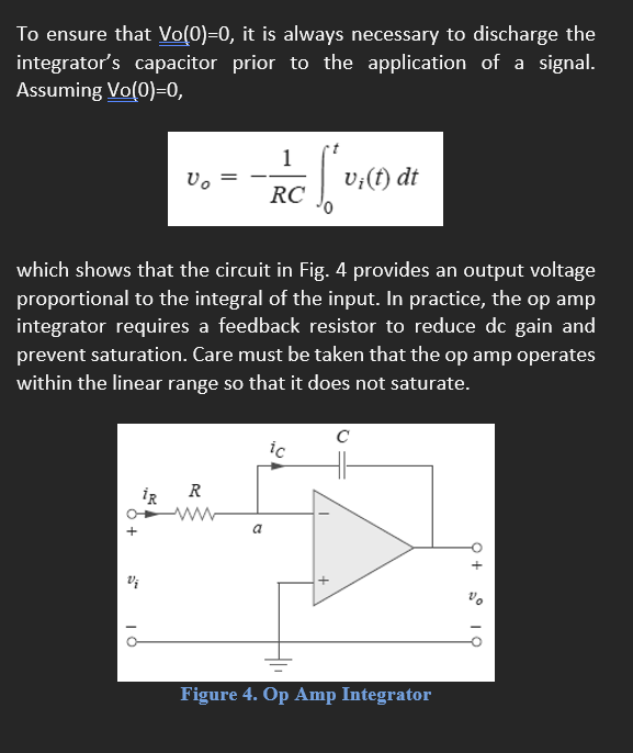 Solved B. Op Amp Integrator Important Op Amp Circuits That | Chegg.com