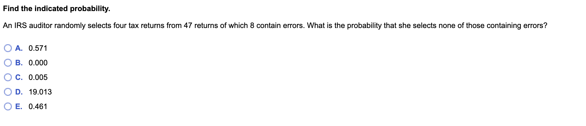 Solved Find the indicated probability. An IRS auditor | Chegg.com