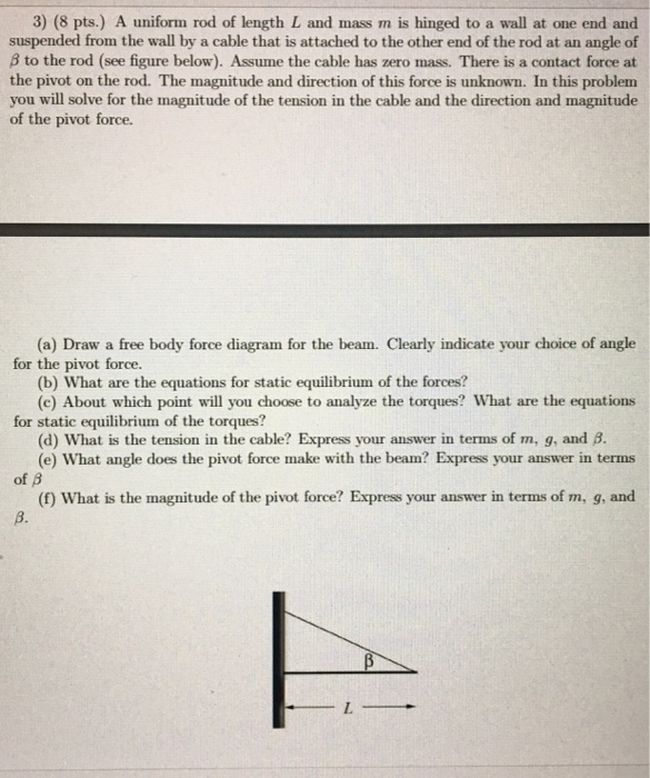 Solved A Uniform Rod Of Length L And Mass M Is Hinged To A | Chegg.com