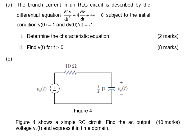 Solved (a) The branch current in an RLC circuit is described | Chegg.com