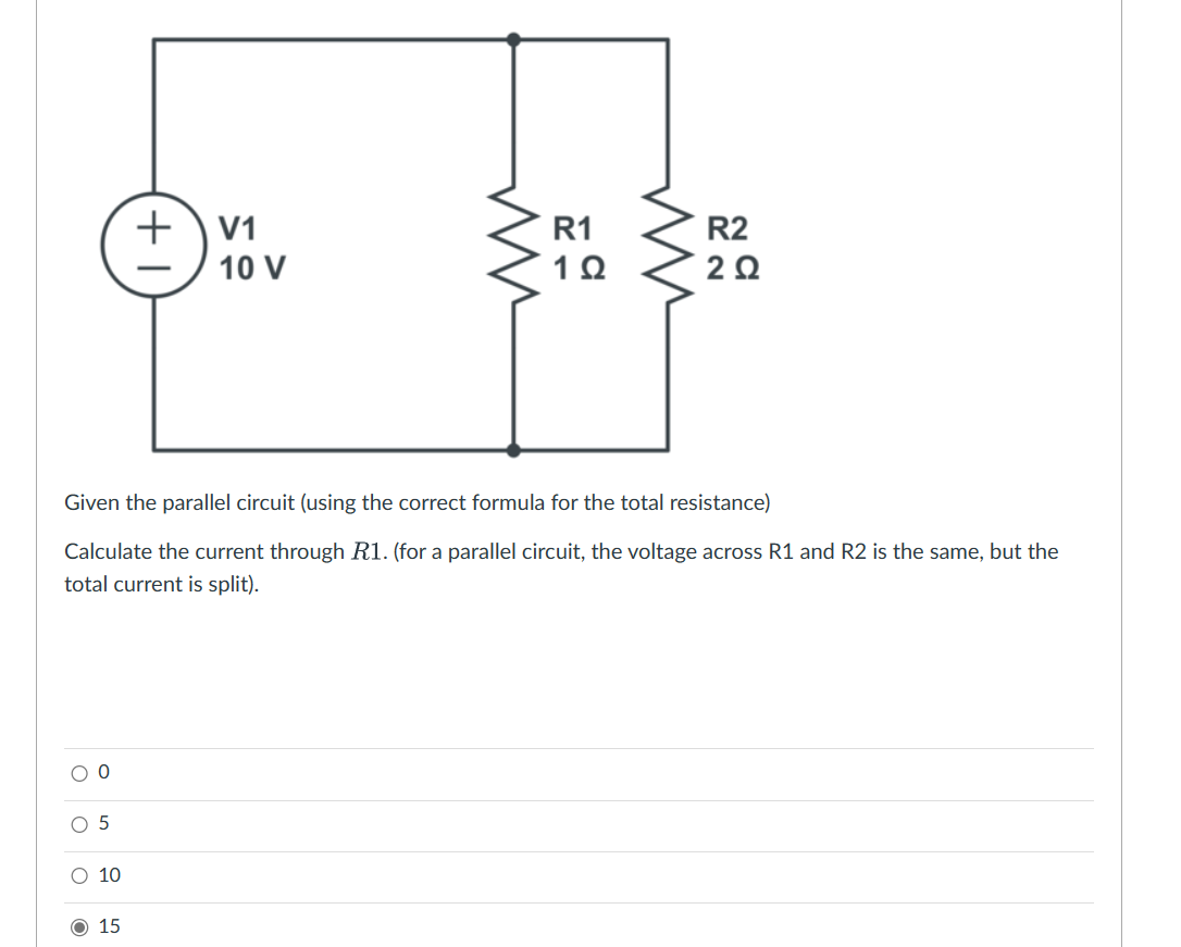 Solved Given the parallel circuit (using the correct formula | Chegg.com