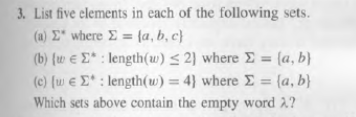 Solved 3. List five elements in each of the following sets. | Chegg.com