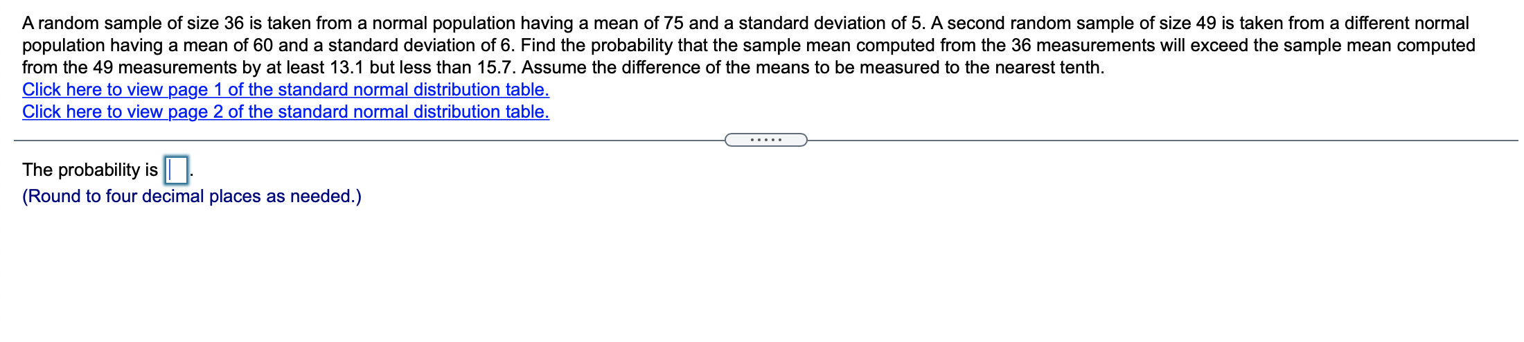 Solved A random sample of size 36 is taken from a normal | Chegg.com