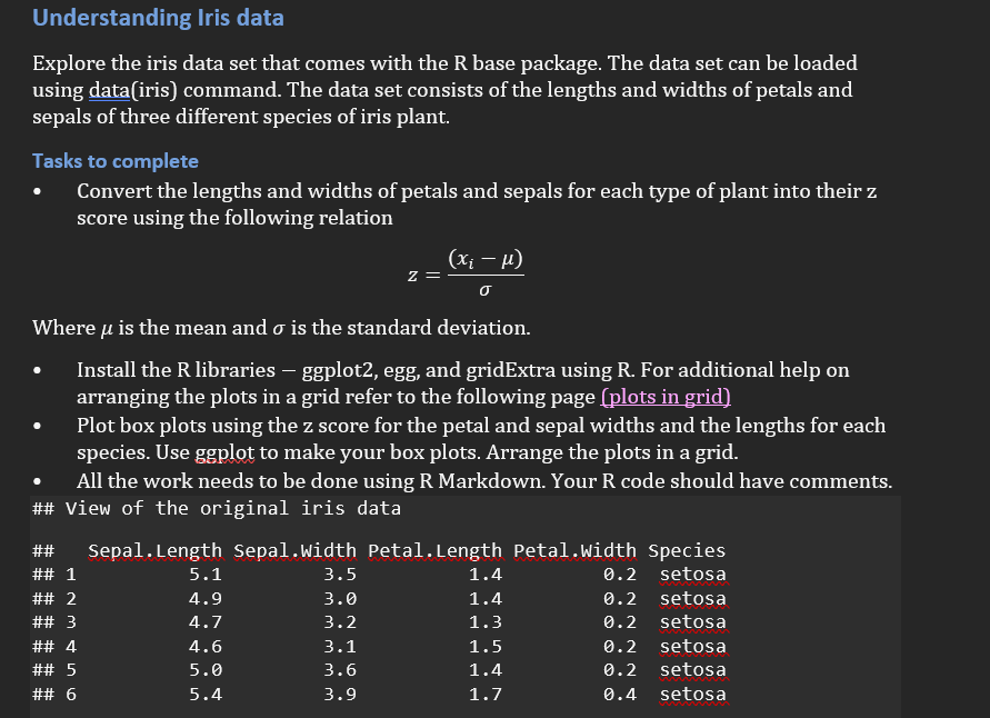 Solved Understanding Iris data Explore the iris data set | Chegg.com