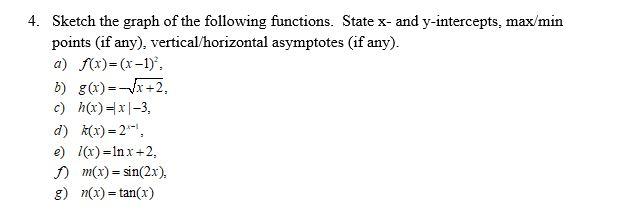Solved 4. Sketch the graph of the following functions. State | Chegg.com