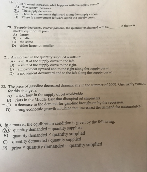 Solved If the demand increases, what happens with the supply | Chegg.com