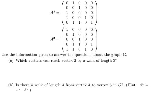 Solved Part 1. Give the adjacency matrix for the graph G as | Chegg.com