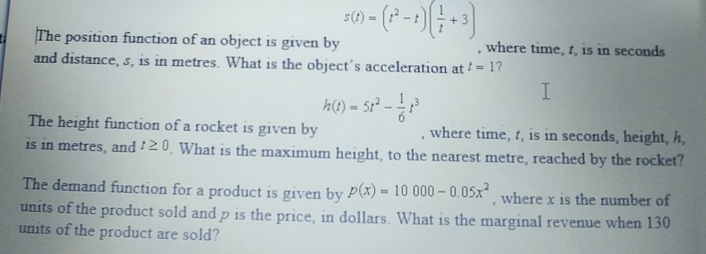 Solved - The position function of an object is given by | Chegg.com
