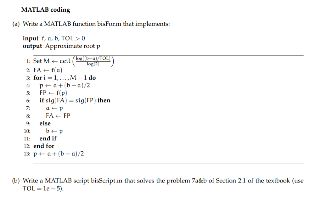 Solved Write Matlab code 7a) and 7b) is screenshotted to | Chegg.com