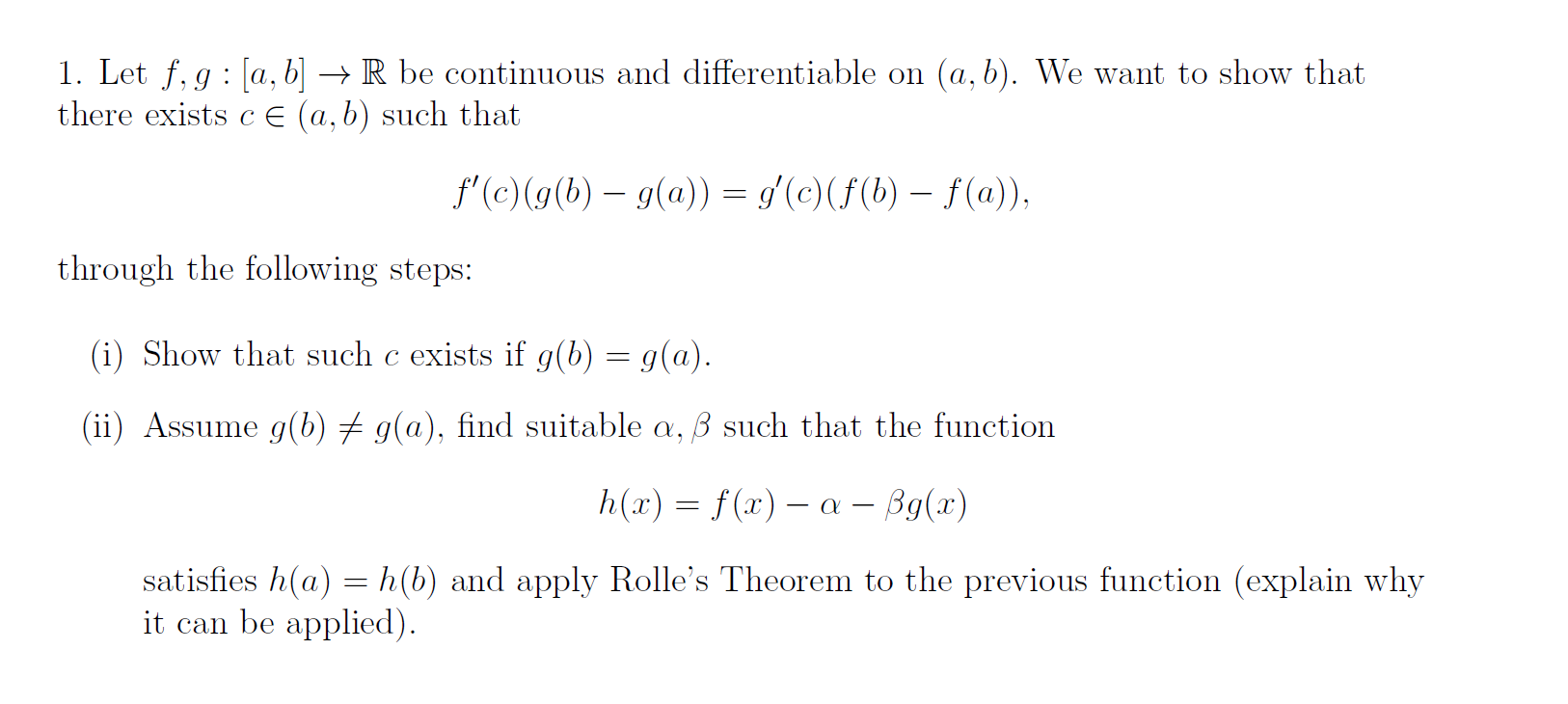 Solved 1 Let F G A B R Be Continuous And Different Chegg Com