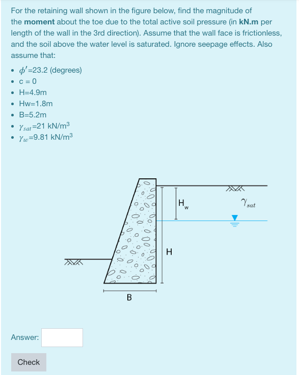 Solved . For the retaining wall shown in the figure below, | Chegg.com
