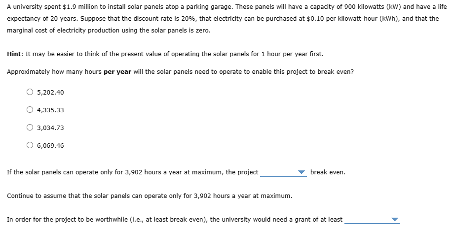 Solved A university spent $1.9 million to install solar | Chegg.com