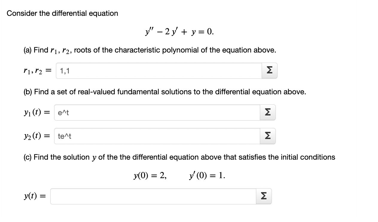 Solved Consider the differential equation y" - 2y + y = 0. | Chegg.com