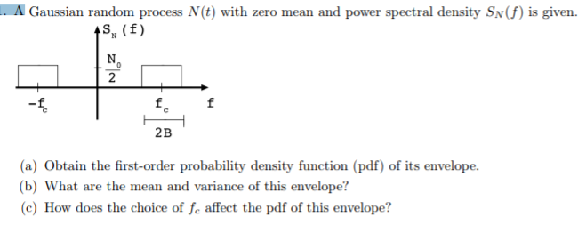 A Gaussian random process N(t) with zero mean and | Chegg.com