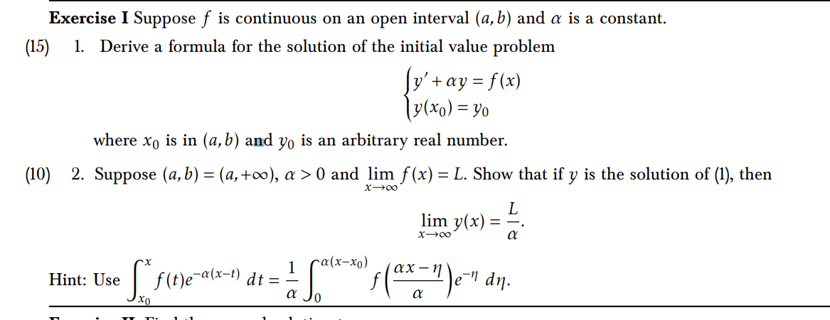 Solved Exercise I Suppose f ﻿is continuous on an open | Chegg.com