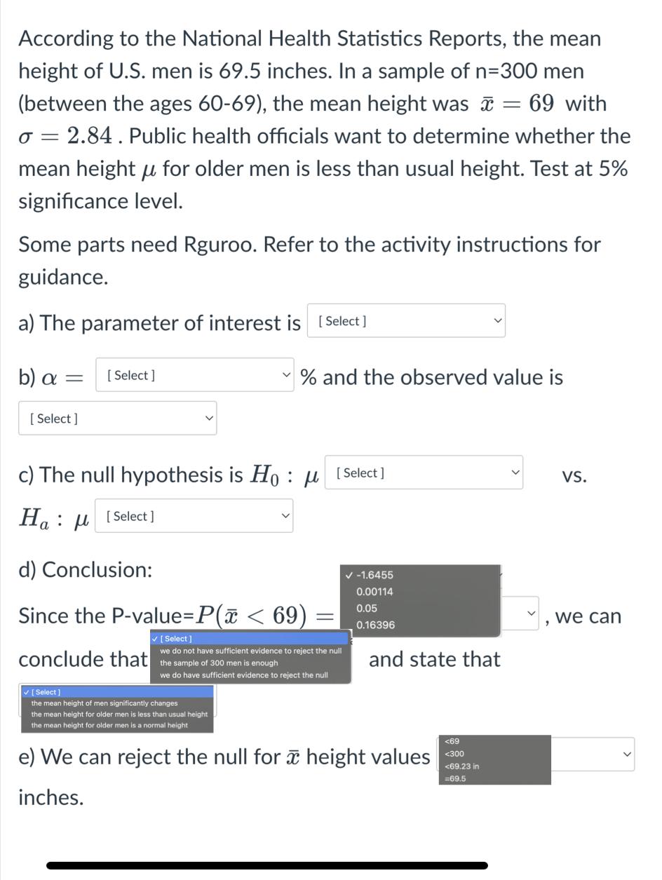 Solved According to the National Health Statistics Reports, | Chegg.com