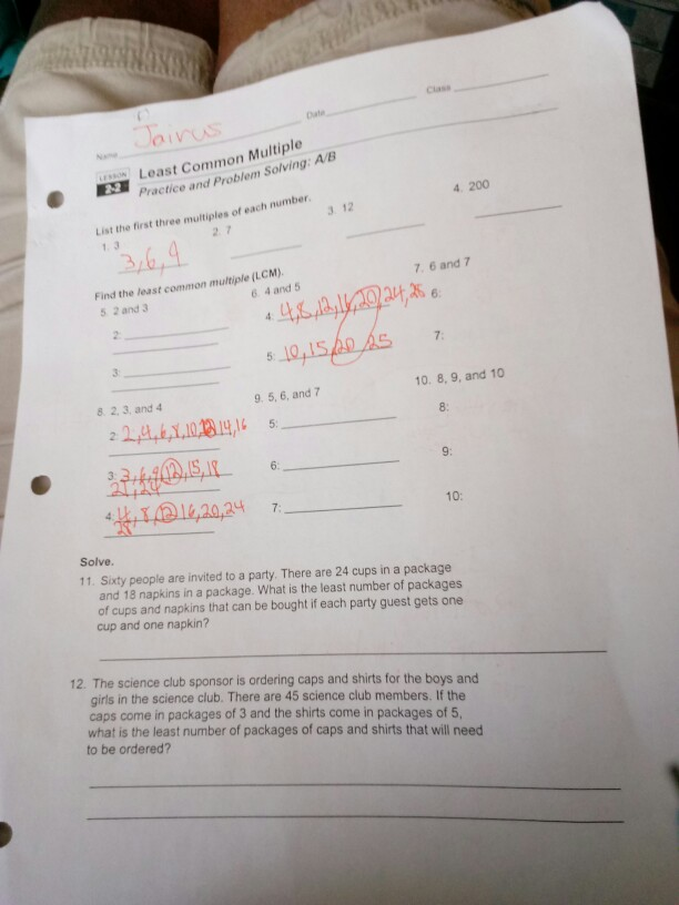 example of problem solving of least common multiple