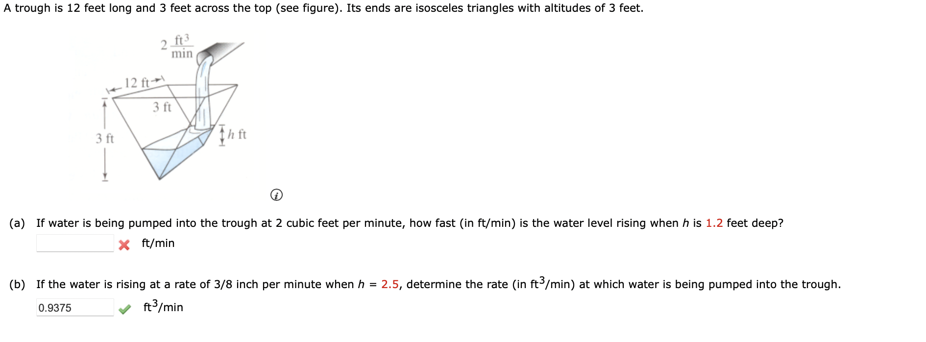 solved-a-trough-is-12-feet-long-and-3-feet-across-the-top-chegg