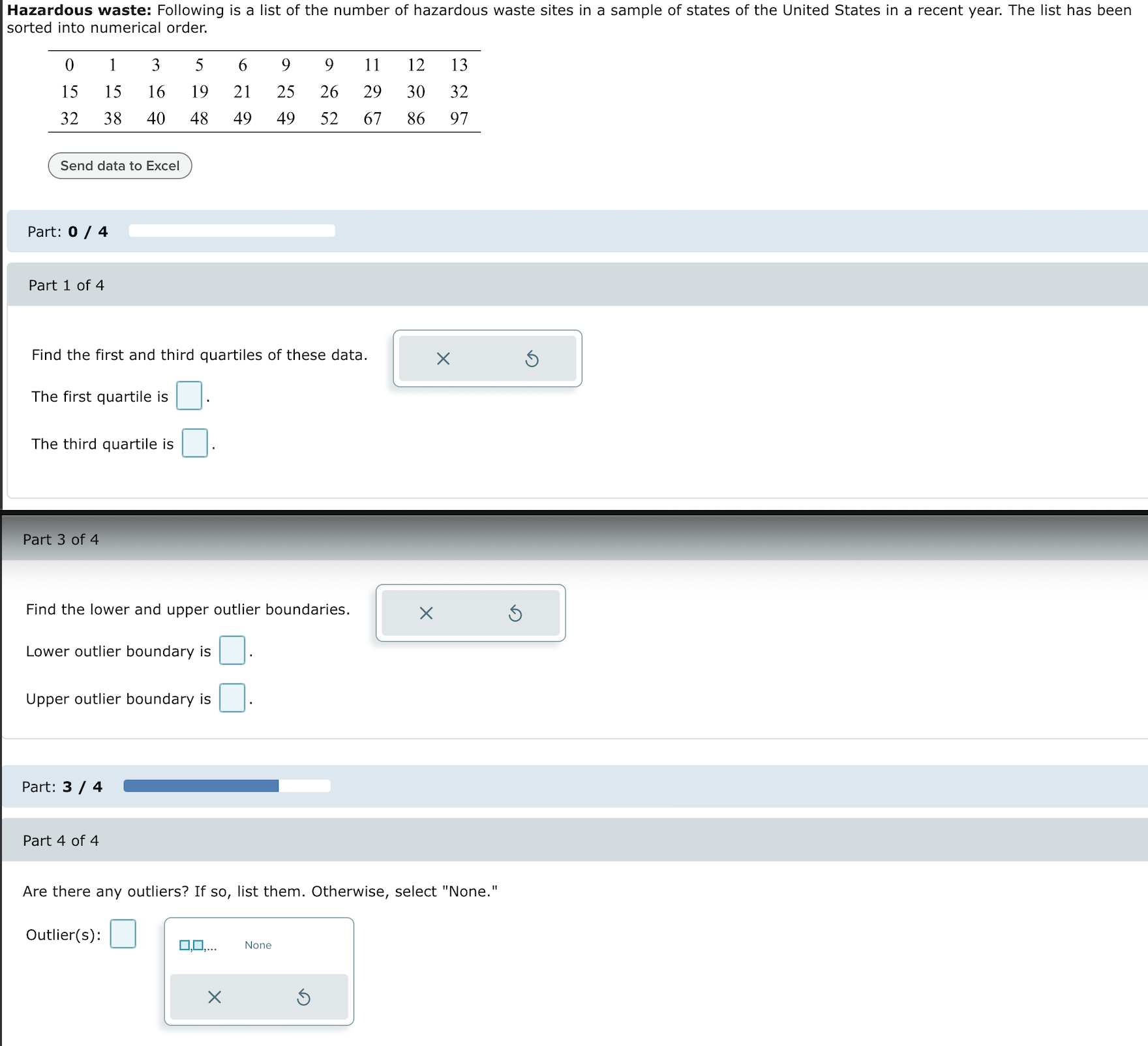 Solved Part 3 ﻿of 4Find the lower and upper outlier