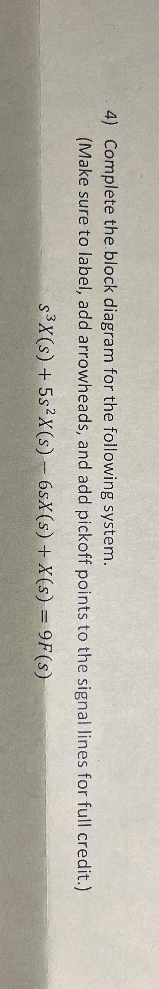 Solved 4) Complete the block diagram for the following | Chegg.com