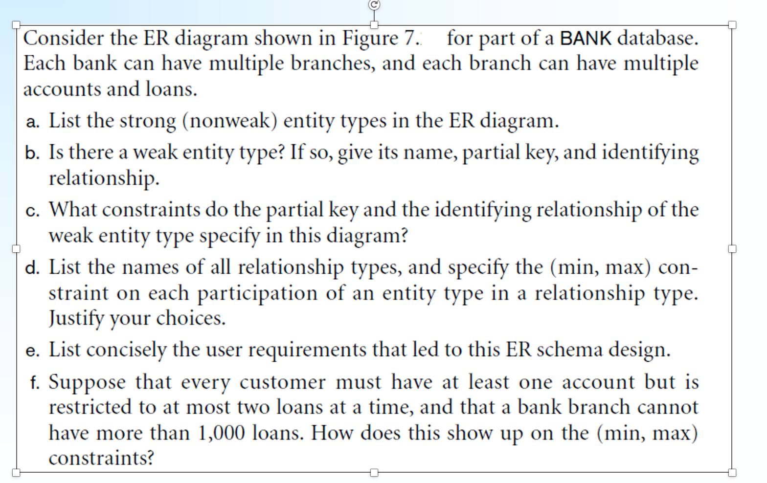 Solved Consider The ER Diagram Shown In Figure 7. For Part | Chegg.com