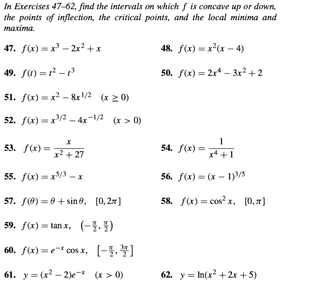 Solved In Exercises 47-62, find the intervals on which f is | Chegg.com