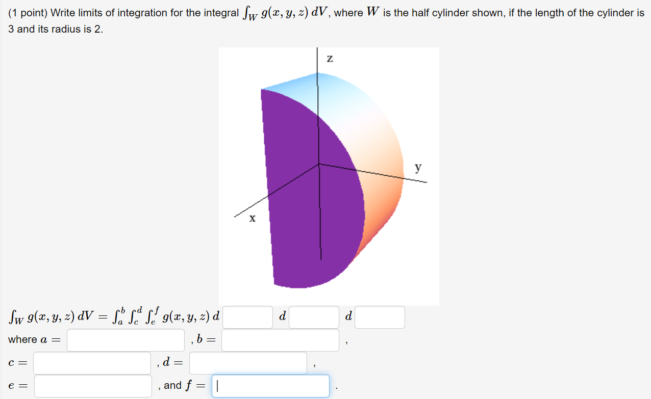 Solved (1 point) Find the volume of the pyramid with base in | Chegg.com