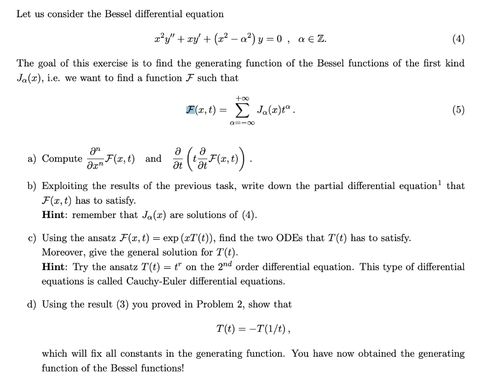 Let us consider the Bessel differential equation | Chegg.com