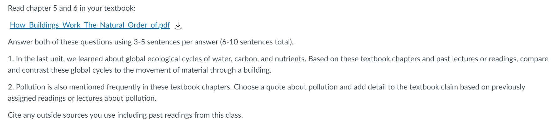 Solved Read chapter 5 and 6 in your textbook: How Buildings | Chegg.com