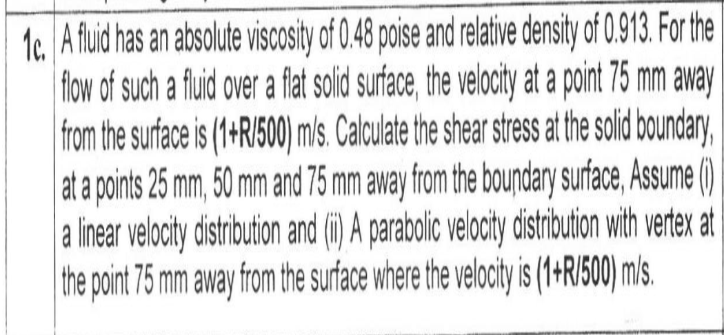 Solved A fluid has an absolute viscosity of 0.48 poise and | Chegg.com