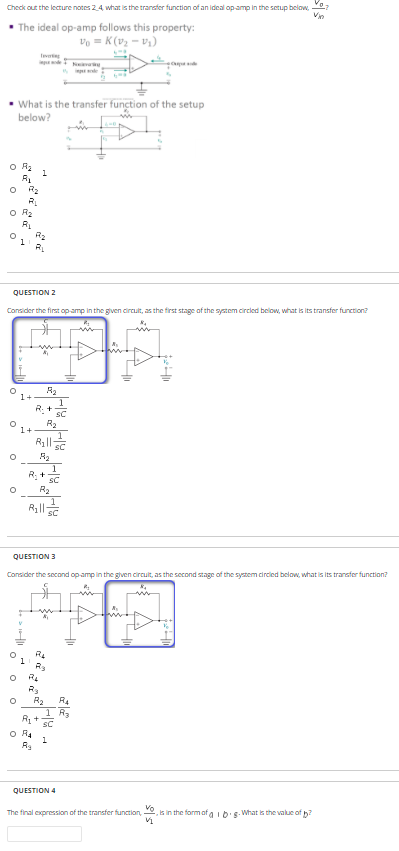 Solved Determine the transfer function for the op-amp | Chegg.com