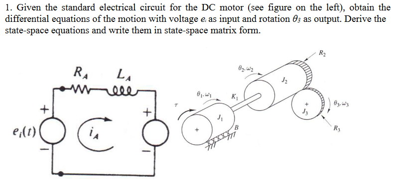 Solved 1. Given the standard electrical circuit for the DC | Chegg.com