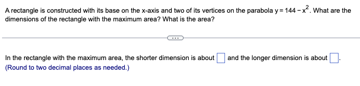 Solved A rectangle is constructed with its base on the | Chegg.com
