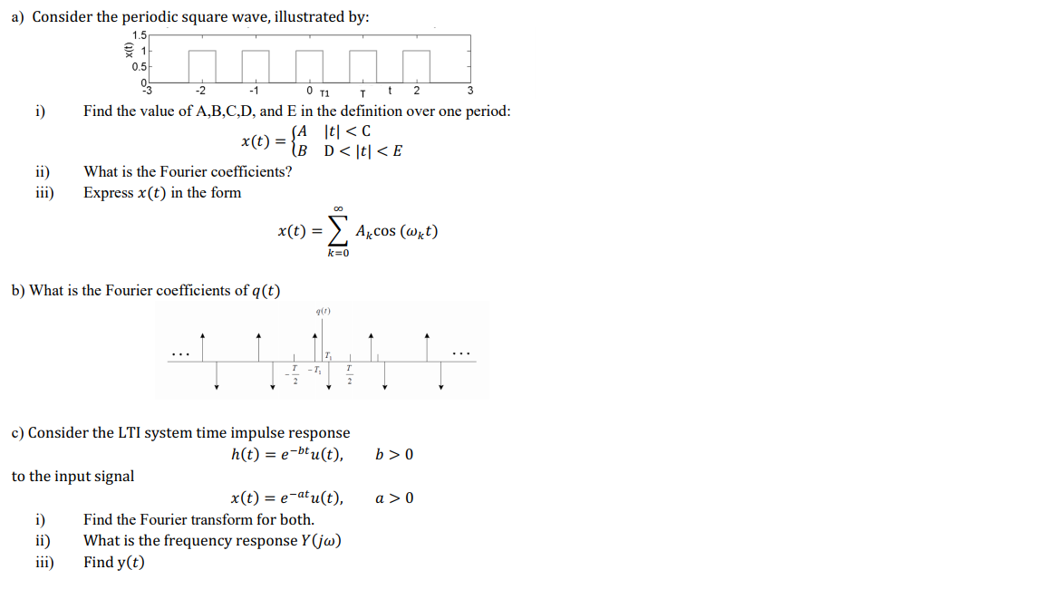 Solved a) Consider the periodic square wave, illustrated by: | Chegg.com