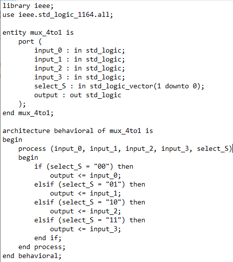 Solved Convert the following VDHL code to a 1-4 | Chegg.com