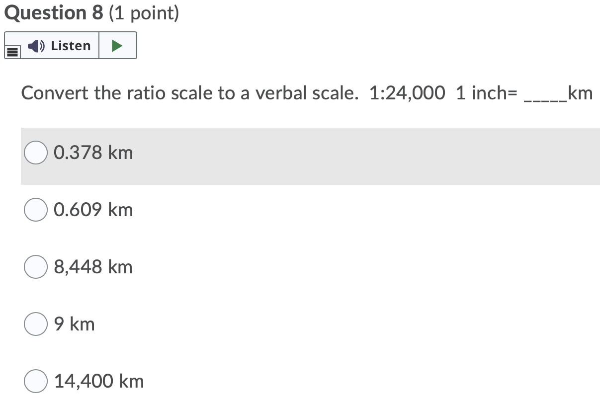 Solved Question 9 (1 point) Listen Convert this verbal scale | Chegg.com