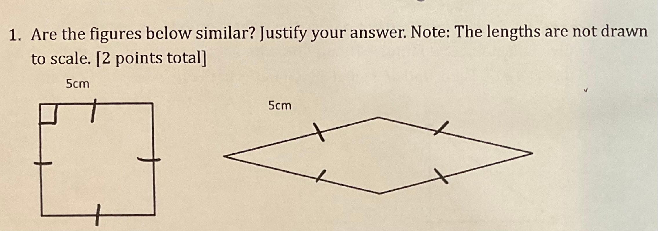 Solved 1. Are the figures below similar? Justify your | Chegg.com