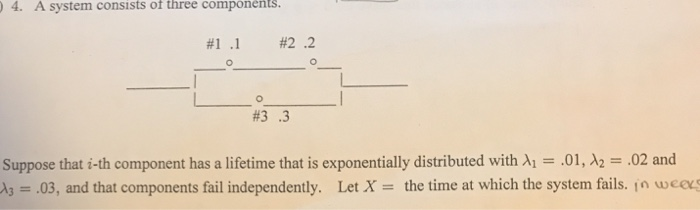 Solved 4. A system consists of three components. #1.1 #2.2 | Chegg.com