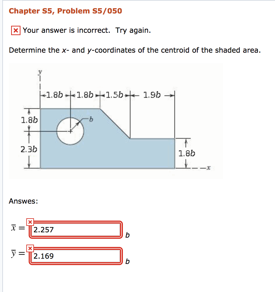 Solved Chapter S5, Problem S5/050 * Your answer is | Chegg.com