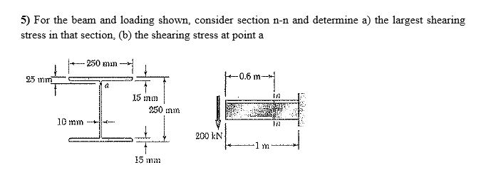 Solved 5) For the beam and loading shown, consider section | Chegg.com