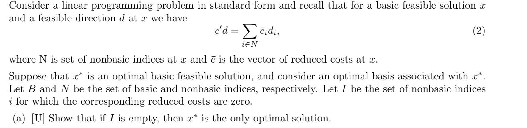 Consider a linear programming problem in standard | Chegg.com