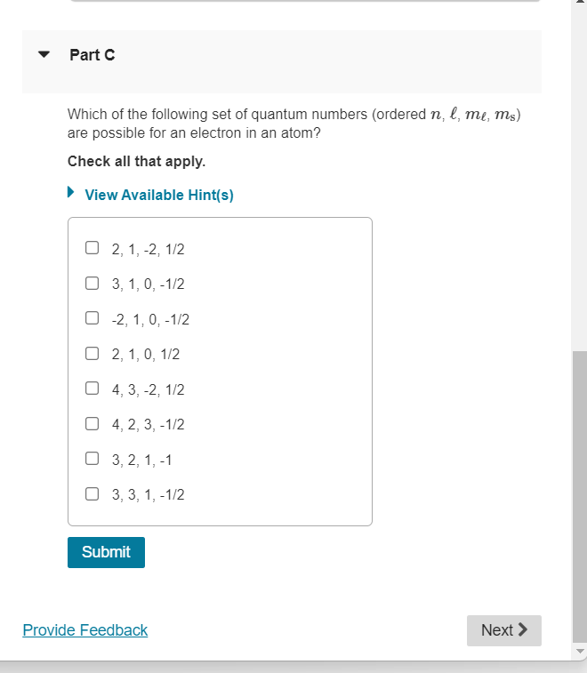 solved-part-which-of-the-following-set-of-quantum-numbers-chegg