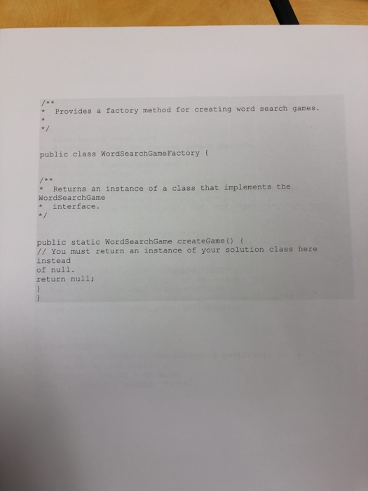 Solved Create a class for the following WordSearchGame | Chegg.com