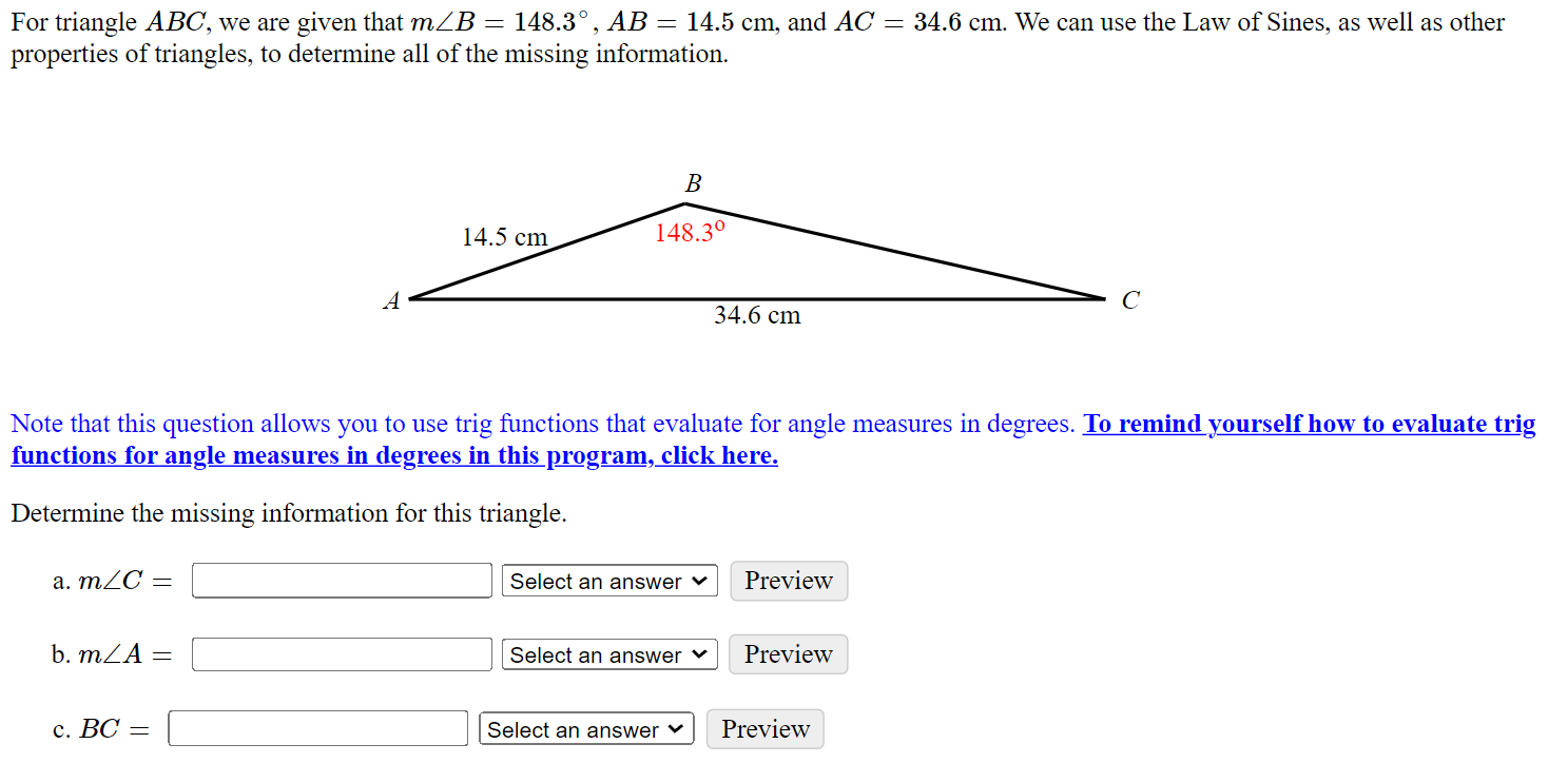 Solved For Triangle ABC, We Are Given That | Chegg.com